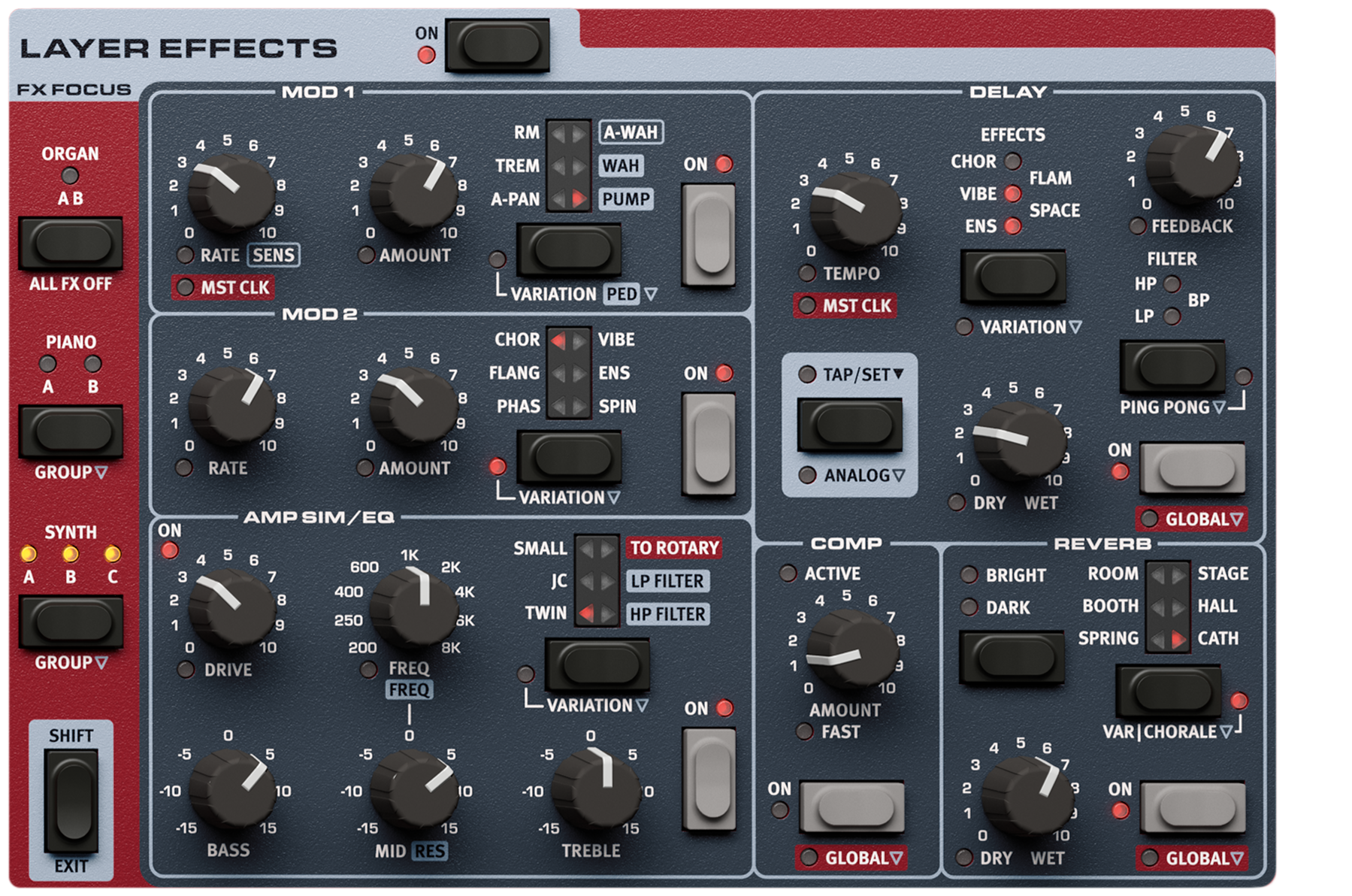 Nord Stage 4 effects panel