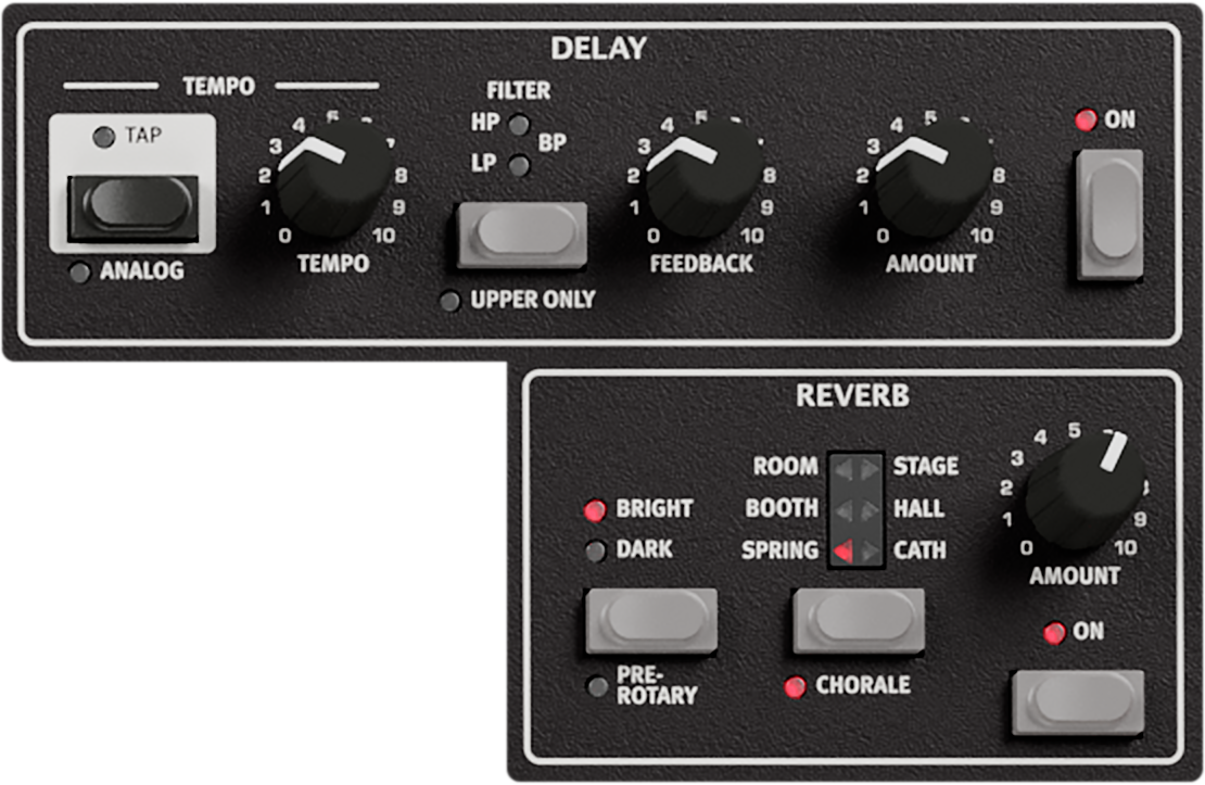 Nord Organ 3 Reverb Belay effects panel