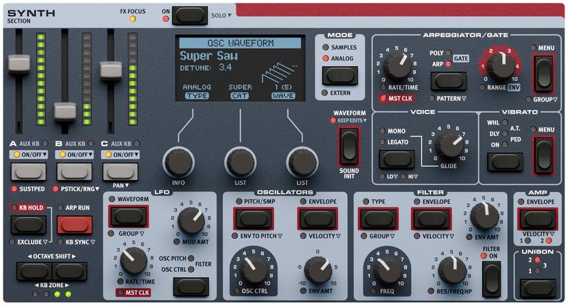 Nord Stage 4 synth panel