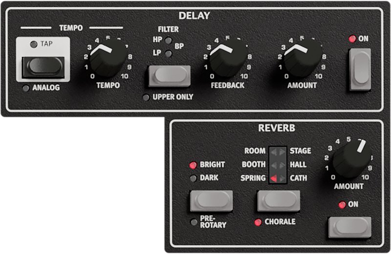 Nord Organ 3 Reverb Belay effects panel